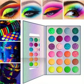 2pcs  24 Color Fluorescent Eyeshadow Palette, UV Lights Luminous Eyeshadow Powder, Parties , Nightclub, Masquerade And Stage Makeup , Sparkling Eyesha