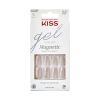 KISS Gel Fantasy Magnetic Short Square Gel Nails, Glossy Light White, 28 Count