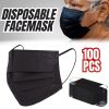 100 PCS Disposable Face Mask Non Medical Surgical 3 Ply Ear Loop Black Masks