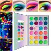 2pcs  24 Color Fluorescent Eyeshadow Palette, UV Lights Luminous Eyeshadow Powder, Parties , Nightclub, Masquerade And Stage Makeup , Sparkling Eyesha