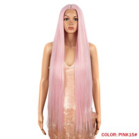 Long Straight Hair Synthetic Fiber Headgear (Option: PINK15)