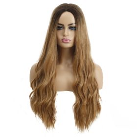 European And American Female Wigs, Wavy Curly Hair, Ladies Wig Head (Color: Khaki)