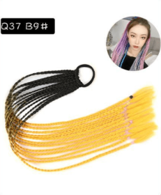 Color Twist Three-strand Braid Gradient Wig (Color: Yellow)