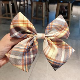 Girl's Plaid Bow Hairpin (Color: Orange)