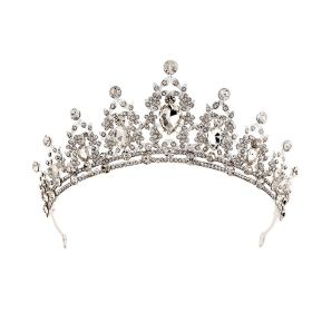 Water Diamond Alloy Princess Crown Headwear (Option: Silver White Diamond)