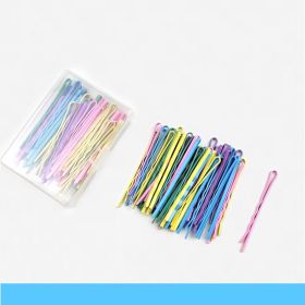 50 Pieces Of Korean Exquisite Boxed One-Word Clip Hairpin Simple Bangs Broken Hair Clip Hairpin (Option: Ice cream color)