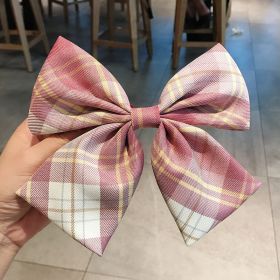 Girl's Plaid Bow Hairpin (Color: PINK)