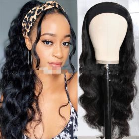 Women's New Ice Silk Hair With Head Cover Long Curly Wig (Option: Black-14inch)