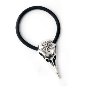 Retro Viking Crow Skull Symbol Head Rope (Color: silver)