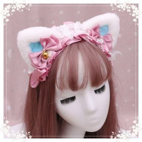 A lovely japanese Lolita hairdress, Catwoman Plush Lolita headdress, lace cat ear hair band (Option: O)