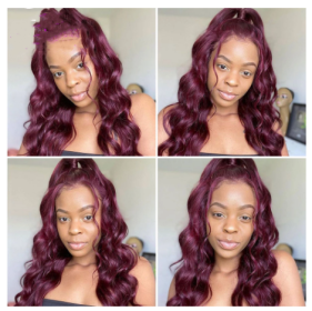 European And American New Wine Red Mid-length Curly Hair (Option: Y01RDWY15Burgundy40cm)