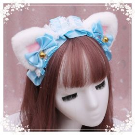 A lovely japanese Lolita hairdress, Catwoman Plush Lolita headdress, lace cat ear hair band (Option: F)