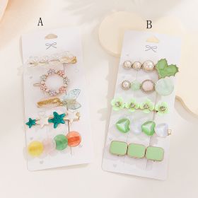 High Sense Barrettes Korean Simple Side Forehead Hairpin Hair Clip Girl Fringe Clip Headdress (Option: Color9B)