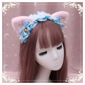 A lovely japanese Lolita hairdress, Catwoman Plush Lolita headdress, lace cat ear hair band (Option: V)