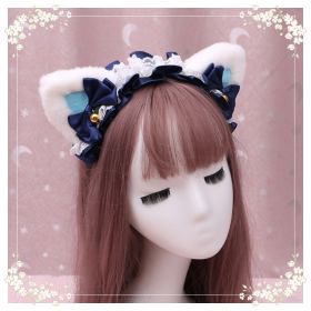 A lovely japanese Lolita hairdress, Catwoman Plush Lolita headdress, lace cat ear hair band (Option: W)