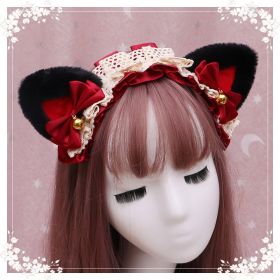 A lovely japanese Lolita hairdress, Catwoman Plush Lolita headdress, lace cat ear hair band (Option: K)