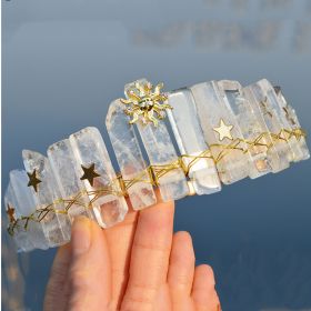 Natural Crystal Crown Hair Band (Color: White)