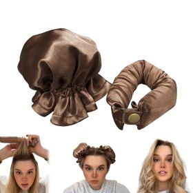 New Heatless Curl Stick With Cloth Cover Cute Ball Head Hair Curler Headband Hair Rollers Wave Form Curling Rod Hair Style Tools Gadgets (Color: Brown)