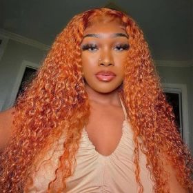 Front Lace Small Curly Orange Curly Hair Chemical Fiber Fake Head Cover (Option: Orange-20nches)