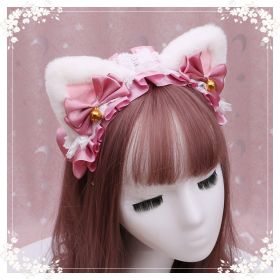 A lovely japanese Lolita hairdress, Catwoman Plush Lolita headdress, lace cat ear hair band (Option: N)