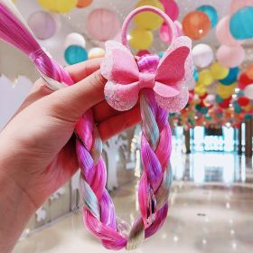 Children's Cartoon Unicorn Color Hair Rope (Option: Bow pink)