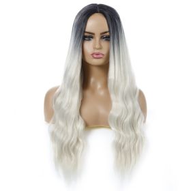 European And American Female Wigs, Wavy Curly Hair, Ladies Wig Head (Color: Beige)