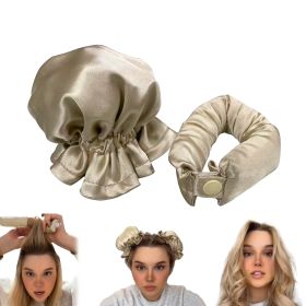 New Heatless Curl Stick With Cloth Cover Cute Ball Head Hair Curler Headband Hair Rollers Wave Form Curling Rod Hair Style Tools Gadgets (Color: Beige)