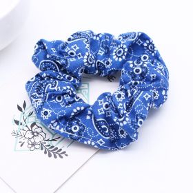 Large Intestine Hair Tie Foreign Trade Cashew Flower Ponytail Hair Tie (Color: Dark Blue)