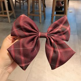 Girl's Plaid Bow Hairpin (Color: Red)