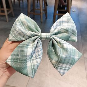 Girl's Plaid Bow Hairpin (Color: Green)