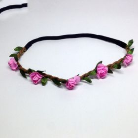 Rose Flower Headband Wreath Bridal Korean Style (Color: PINK)