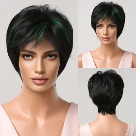 Stylish Short Curly Hair Round Face And Wavy Head (Option: Lc20205 black dyed green)