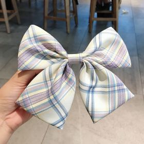 Girl's Plaid Bow Hairpin (Color: Beige)