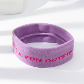 Stretch Sports Sweat-absorbent Knitted Hair Band (Option: Purple Letter Slogan)