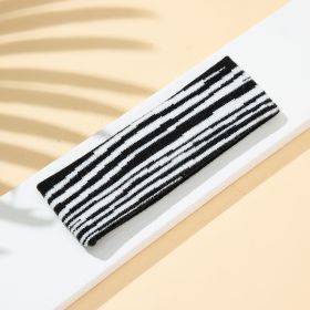 Elastic And Sweat-absorbing Panda Cows Pattern Sports Knitted Hair Band (Option: Black And White Stripes)