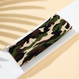 Elastic And Sweat-absorbing Panda Cows Pattern Sports Knitted Hair Band (Option: Army Green Camouflage)