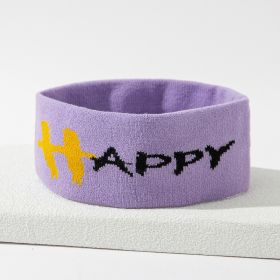 Stretch Sports Sweat-absorbent Knitted Hair Band (Option: Purple HAPPYY)