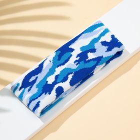 Elastic And Sweat-absorbing Panda Cows Pattern Sports Knitted Hair Band (Option: Blue And White Camouflage)