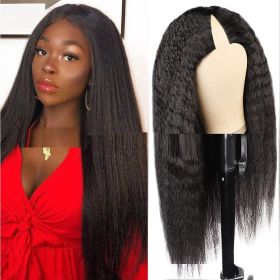 Lace Free Mechanism Yaki Straight Pure Human Wig (Option: 1bColor-28inch)