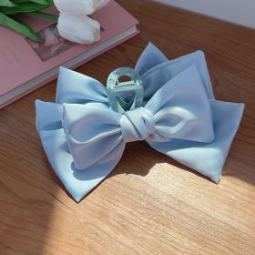 Plain Color XL Bow Ribbon Hair Claw (Color: Blue)