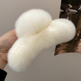 Oversized Rabbit Plush Grab Clip Senior Sense Light Luxury Hair Clip Female (Color: White)