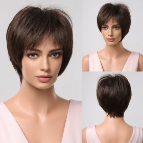 Stylish Short Curly Hair Round Face And Wavy Head (Option: Lc20202 black brown)