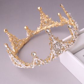 Crystal Super Immortal Wedding Dress Accessories Crown Headwear (Color: Gold)