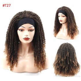 Ribbon Long Curly Crochet Hair Wig Head Cover (Option: T27)