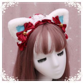 A lovely japanese Lolita hairdress, Catwoman Plush Lolita headdress, lace cat ear hair band (Option: P)