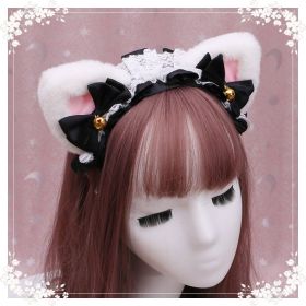 A lovely japanese Lolita hairdress, Catwoman Plush Lolita headdress, lace cat ear hair band (Option: I)