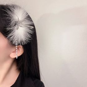 Simple Temperament Hair Dragonfly Pearl Tassel Hairpin (Color: White)