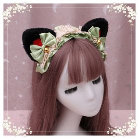 A lovely japanese Lolita hairdress, Catwoman Plush Lolita headdress, lace cat ear hair band (Option: Y)