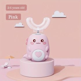 Ultrasonic Kid's U-Shaped Electric Toothbrush; Three Cleaning Modes; 60S Smart Reminder; Food-grade Silicone; Cartoon Modeling Design (Color: PINK)