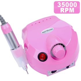 35000RPM Electric Nail Drill Professional Manicure Machine Nail Sander Set Nail Drill Bit Portable Nail Salon Polisher Equipment (Color: PINK)